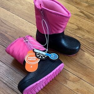 Wonder Nation Pink and Black Glitter Snow Boots